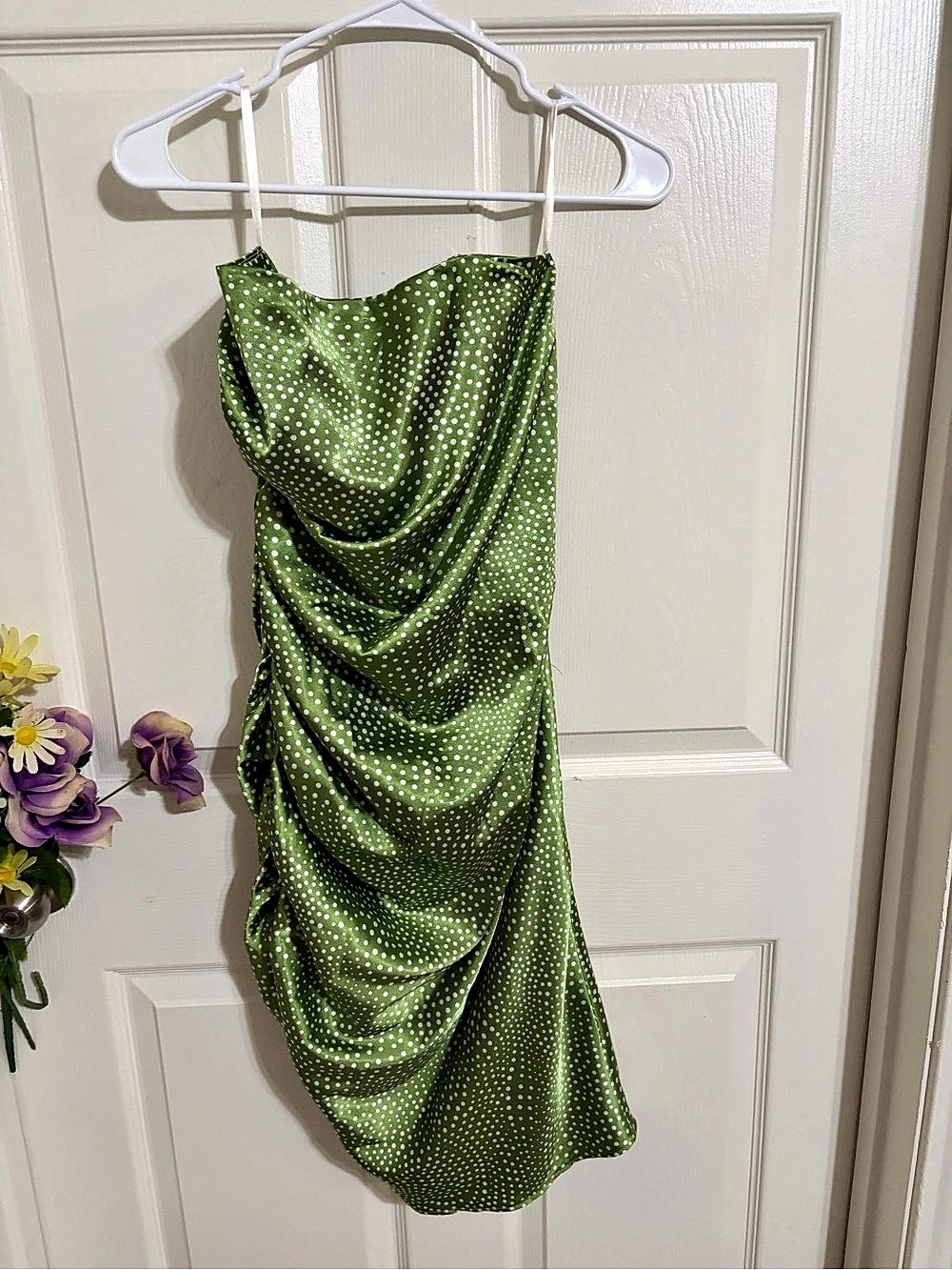 Jessica McClintock Green Polka Dot Midi Dress Size 10